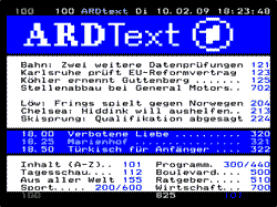 Startseite des ARD Videotexts